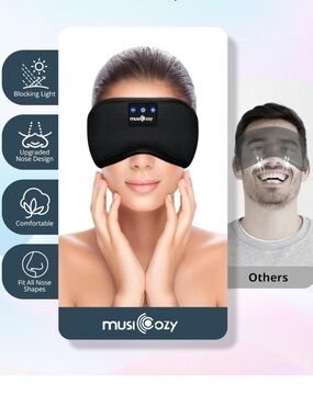 Black Sleep Mask with Built-In Headphones